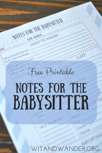 Notes for the Babysitter Printable - Wit & Wander