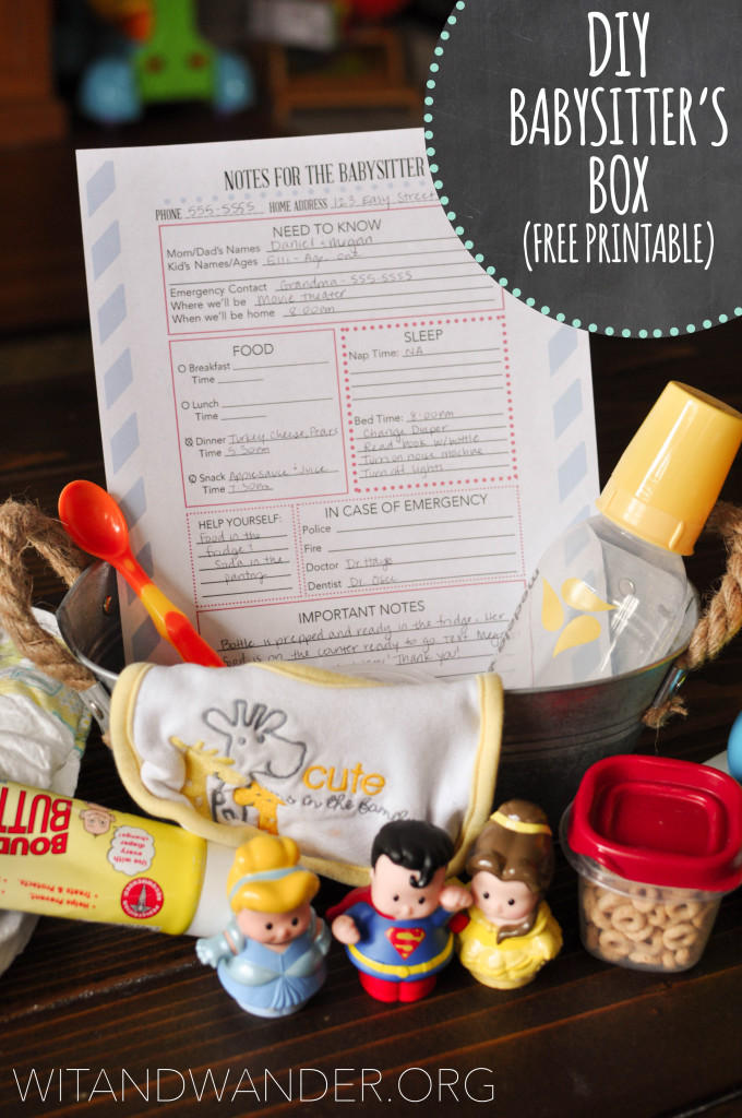 DIY Babysitter's Box Printable - Wit and Wander