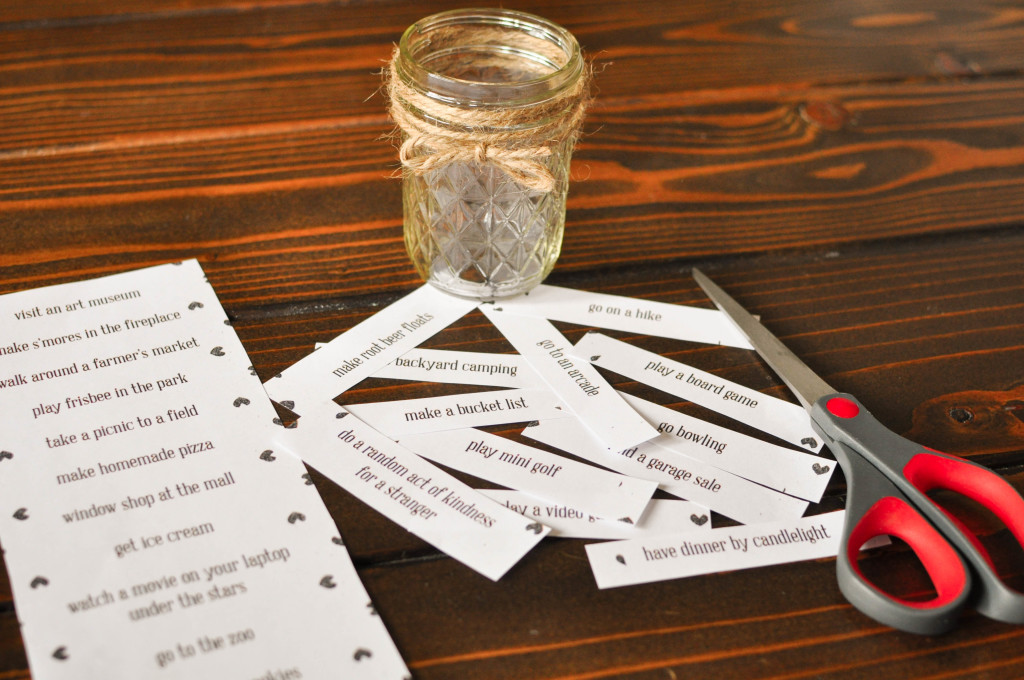 Date Night Ideas Jar + Printables from Somewhat Simple