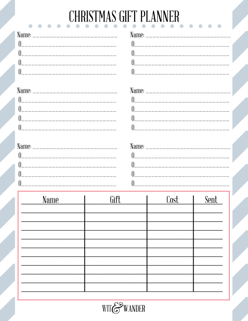 Christmas Gift Planner Free Printable