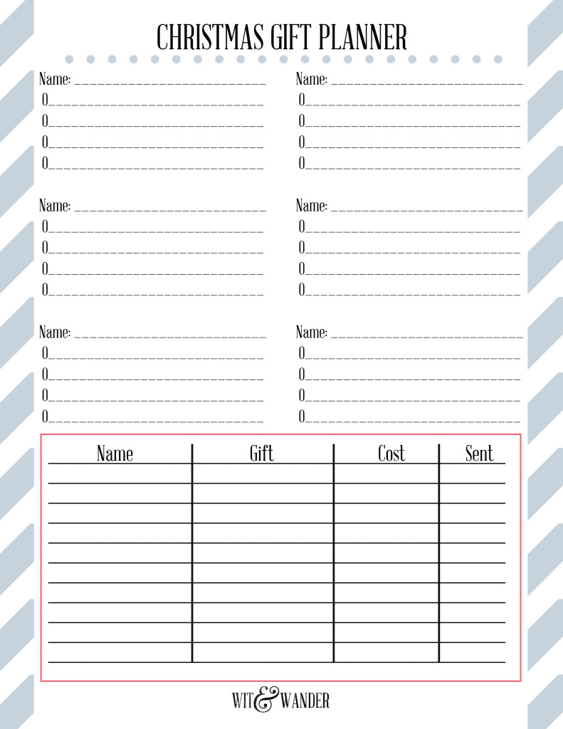 Christmas Gift Planner Free Printable Wit Wander