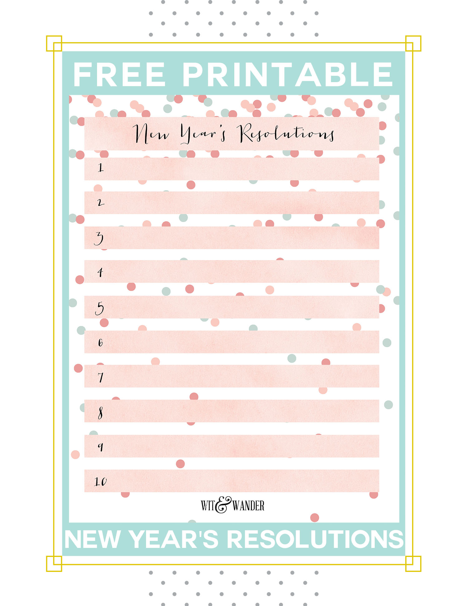 New Year&rsquo;s Resolutions Printable