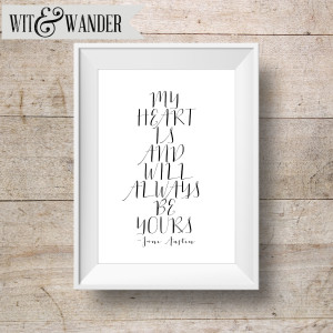 My Heart Is and Always Will Be Yours - Jane Austen Quote - Wit & Wander