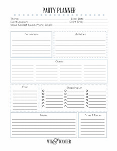 party planner printables free