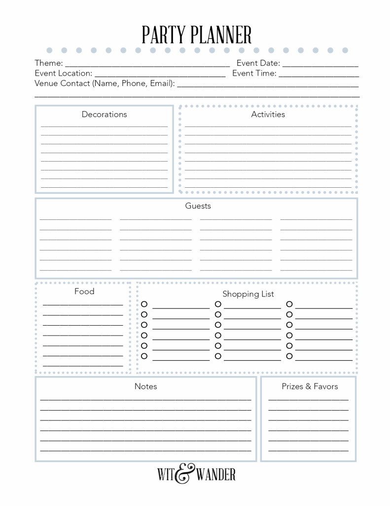 free printable birthday party planner