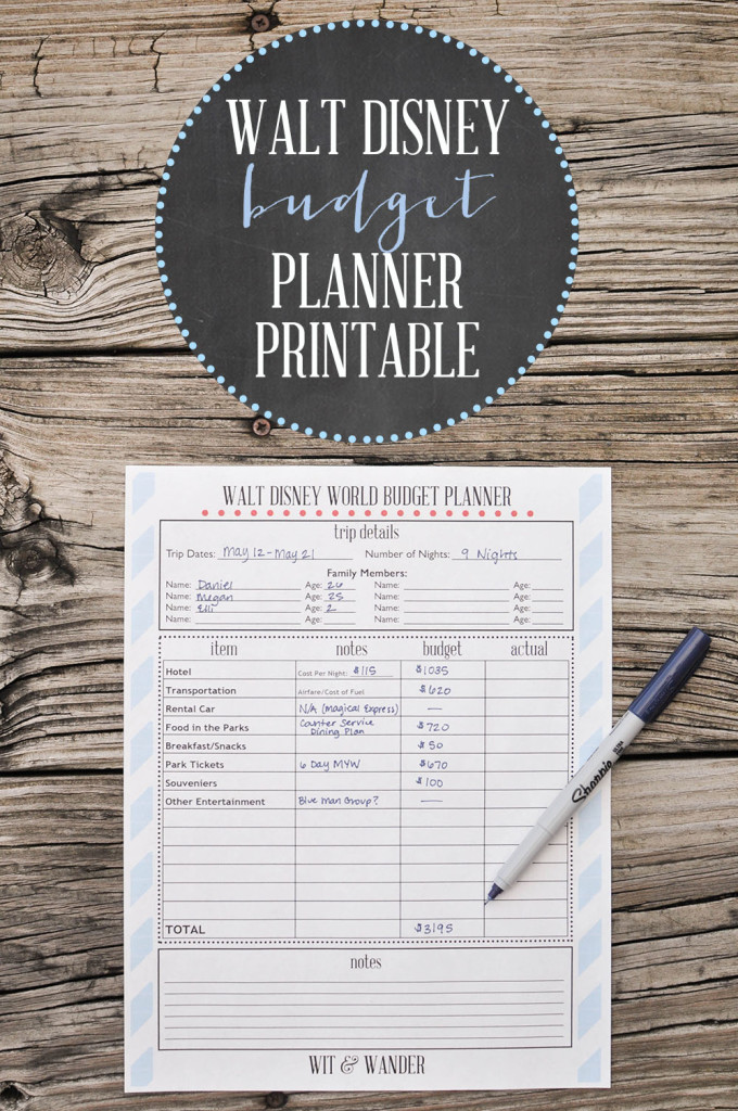 Disney World Budget Planner - Wit & Wander