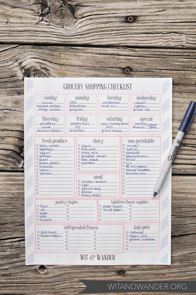 Grocery Shopping List - Wit & Wander 1