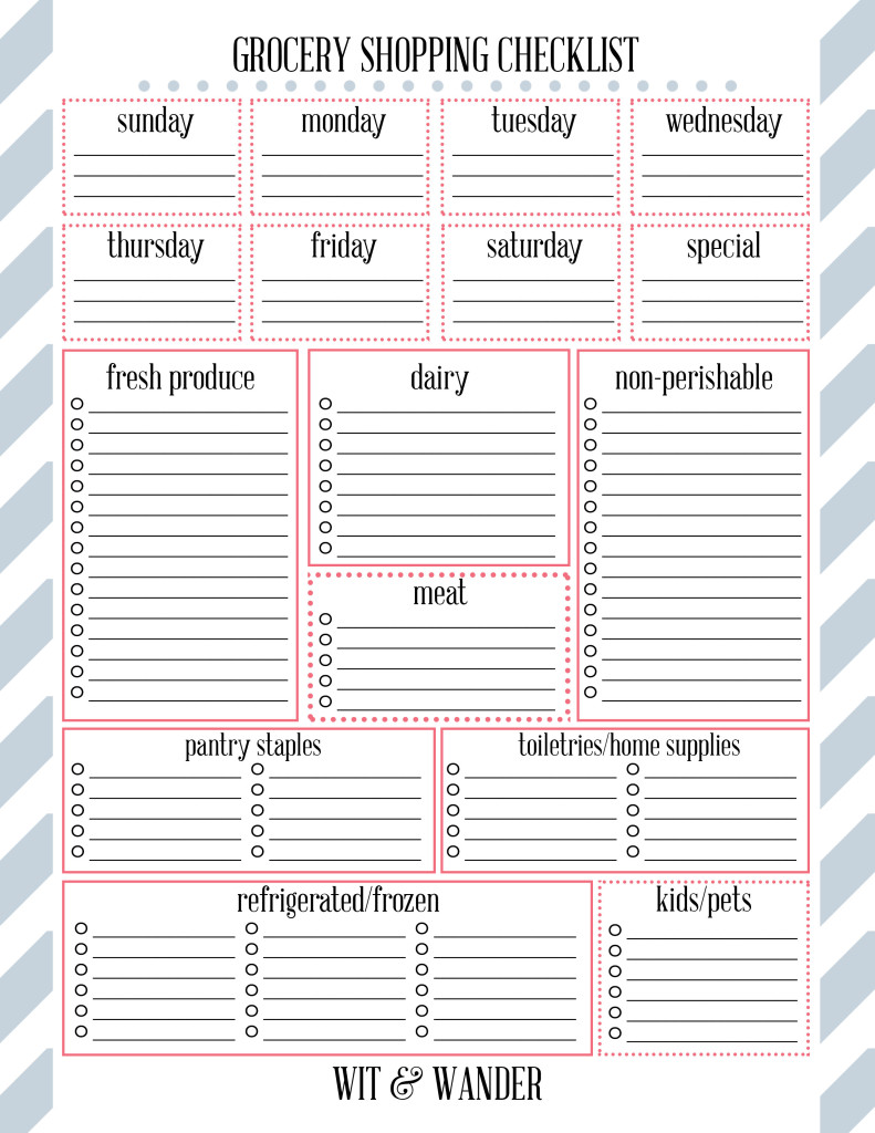 printable grocery lists