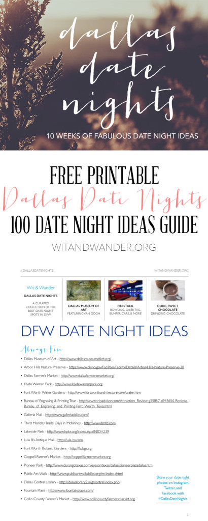 Dallas Date Nights Guide - Wit & Wander Pinterest