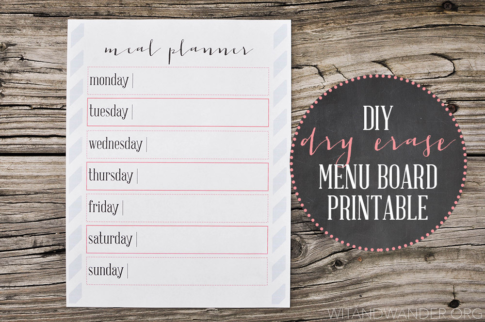 Free Printable Dry Erase Menu Board - Tatertots and Jello