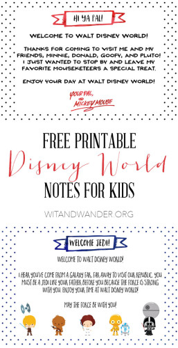 Notes for Disney World Vacation | Wit & Wander Printables Page