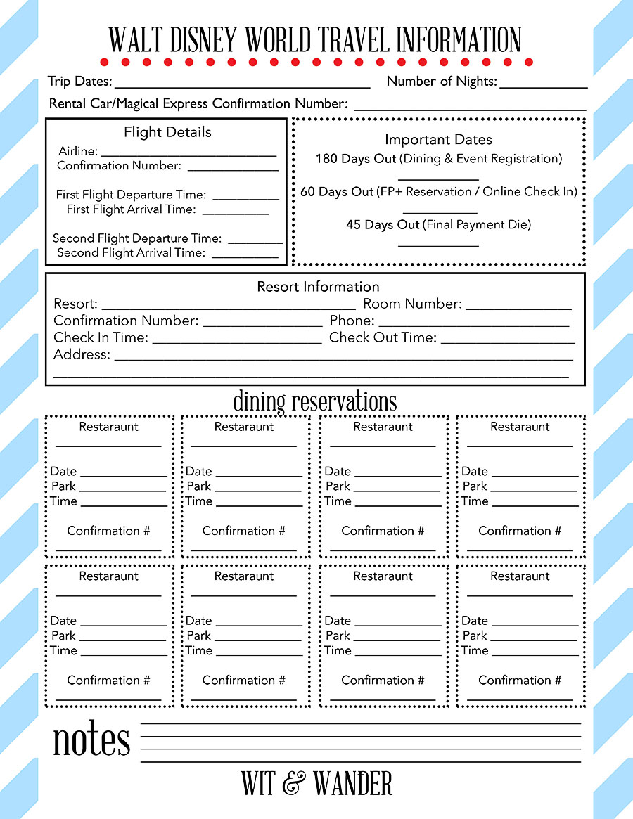 Walt Disney World Free Printables - Our Handcrafted Life