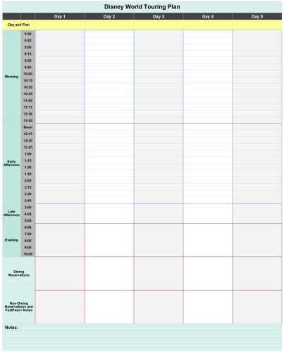 Free Disney World Touring Plan Spreadsheet - Wit & Wander