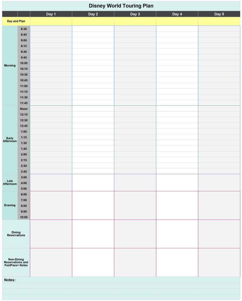 Free Walt Disney World Touring Plan Spreadsheet | Wit & Wander