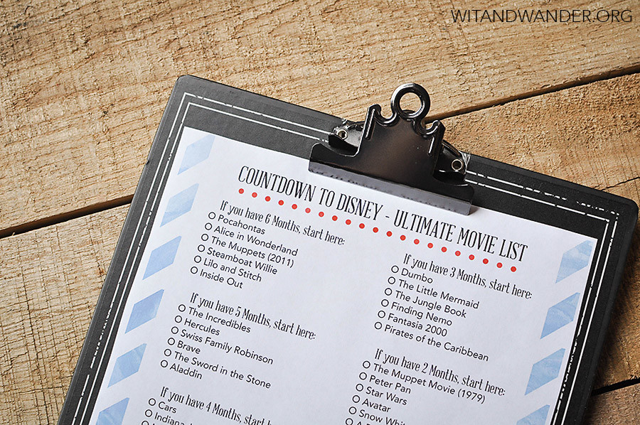 Disney World Movie Countdown Checklist | Wit & Wander