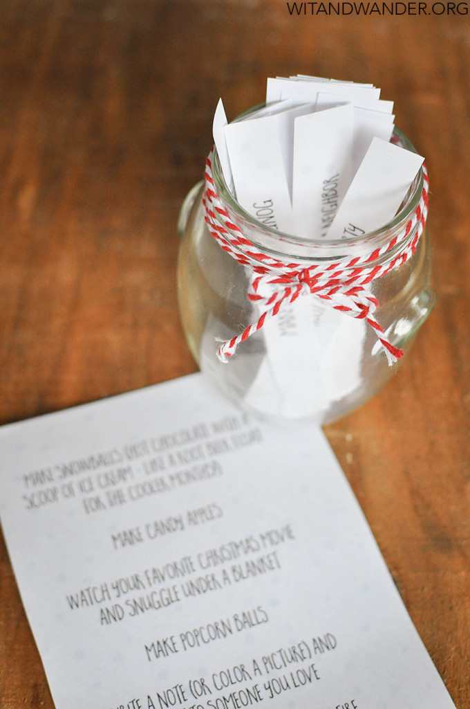 DIY Winter Bucket List in a Jar with a Free Printable Christmas Bucket List - Wit & Wander