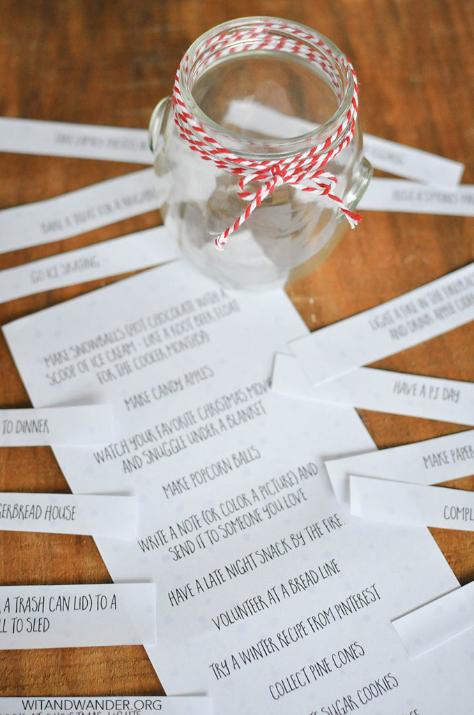 DIY Winter Bucket List in a Jar with a Free Printable Christmas Bucket List - Wit & Wander