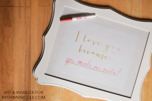 DIY I Love You Because Dry Erase Board - Our Handcrafted Life