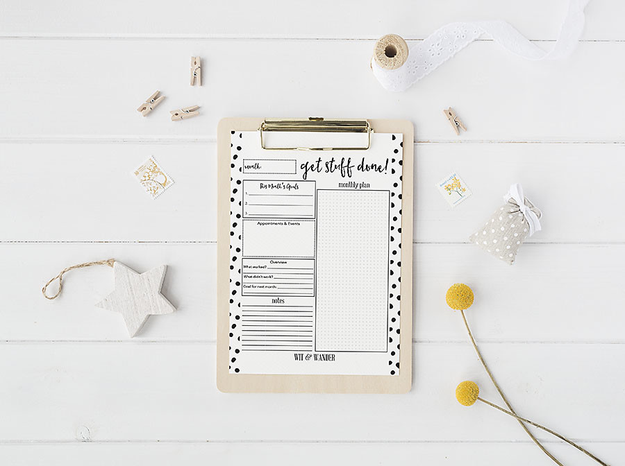 Get Stuff Done Monthly Planner - Wit & Wander for By Dawn Nicole