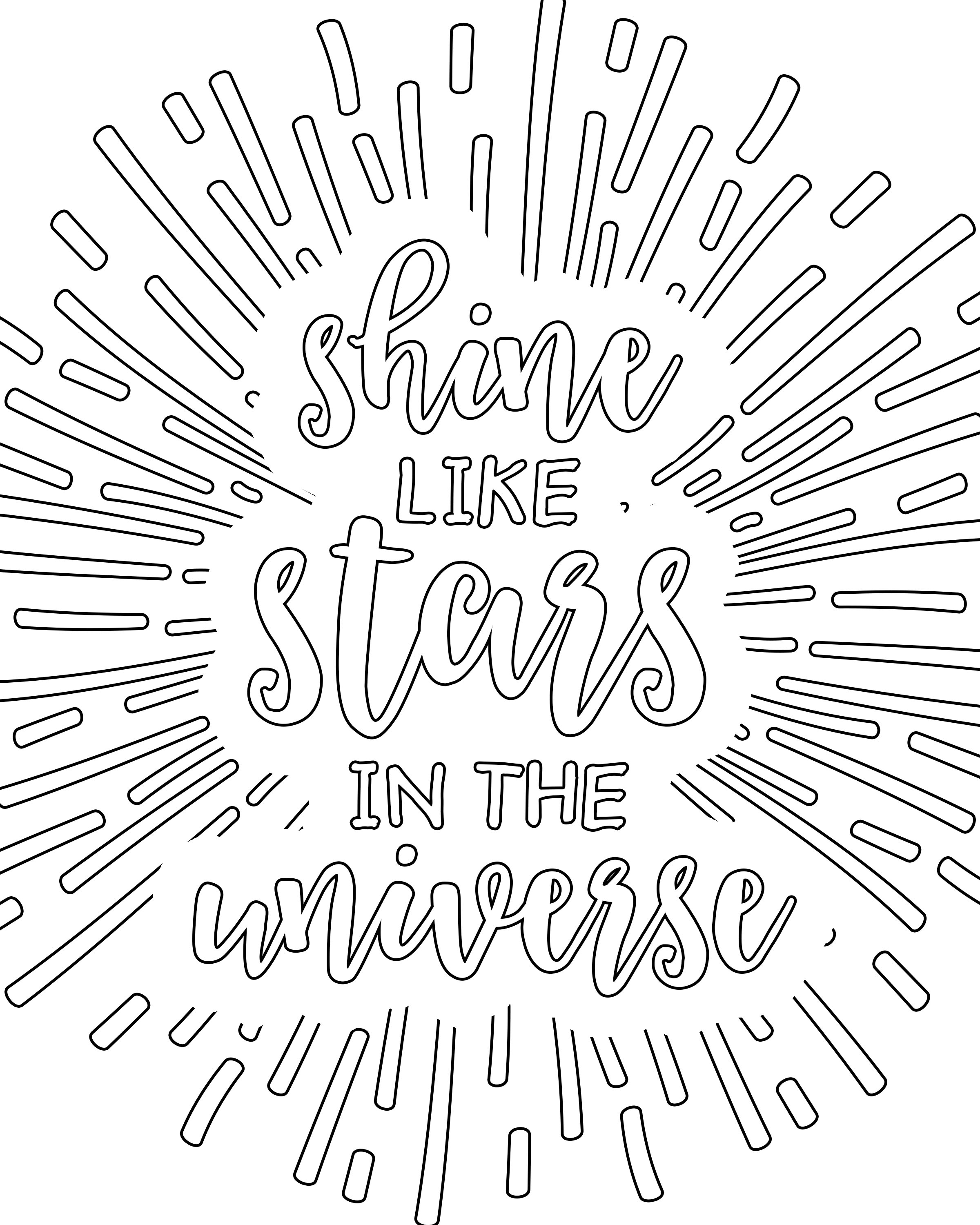 Shine Like Stars in the Universe Free Printable Adult Coloring Pages Scripture