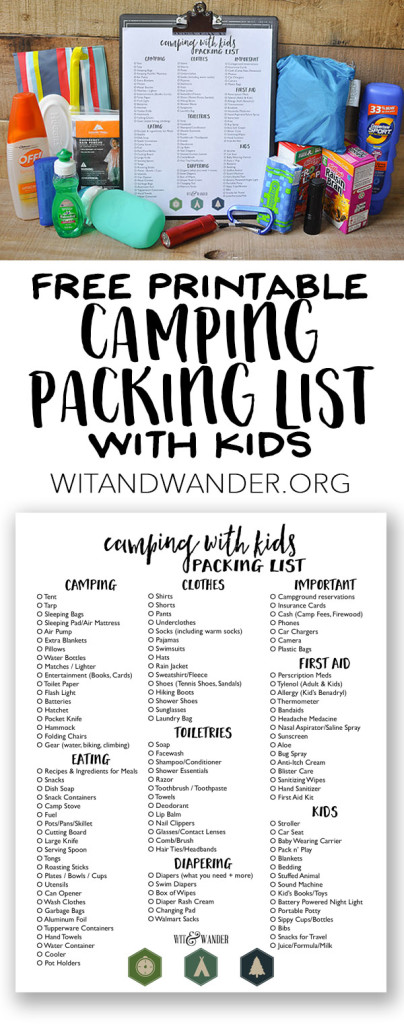 Packing List for Camping with Kids - Wit & Wander