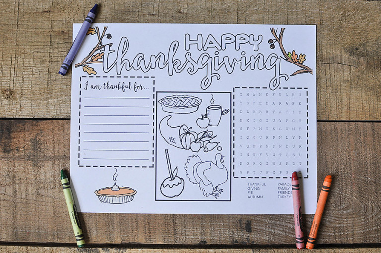 Free Printable Thanksgiving Placemat - Our Handcrafted Life