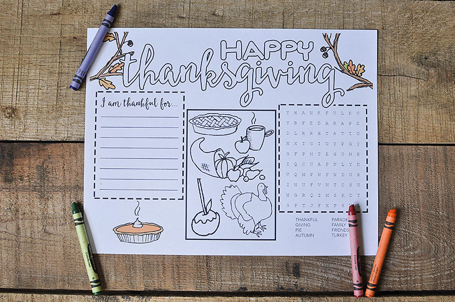 Free Printable Thanksgiving Placemat for Kids - Wit & Wander