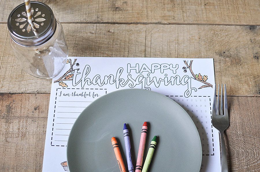 Free Printable Thanksgiving Placemat for Kids - Wit & Wander