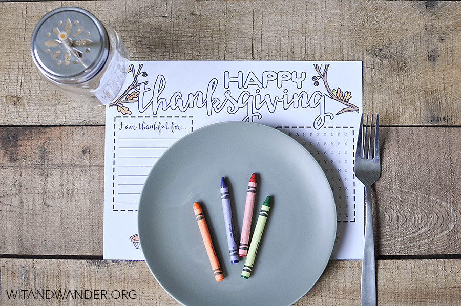 Free Printable Thanksgiving Placemat for Kids - Wit & Wander