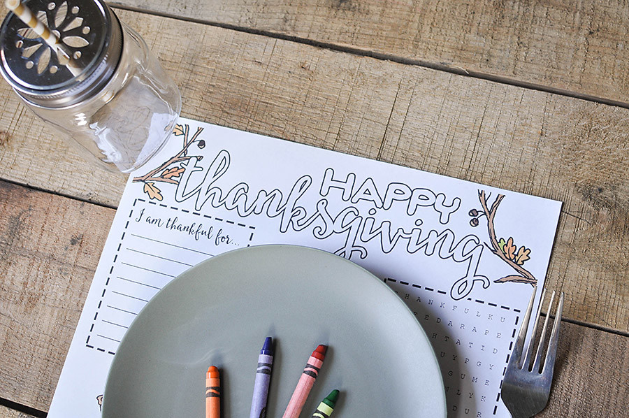 Free Printable Thanksgiving Placemat for Kids - Wit & Wander