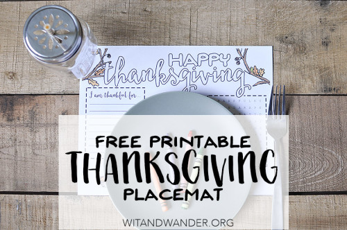 Free Printable Thanksgiving Placemat - Our Handcrafted Life