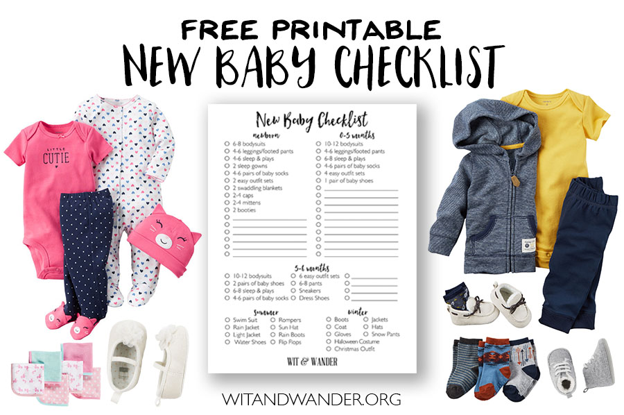 Clothing checklist sale for newborn