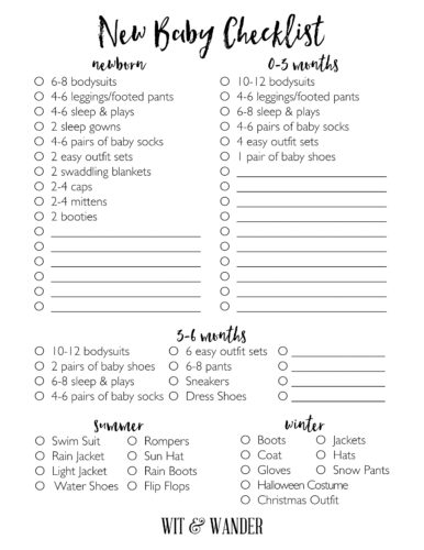 Free Printable New Baby Checklist for Baby Clothes - Wit & Wander
