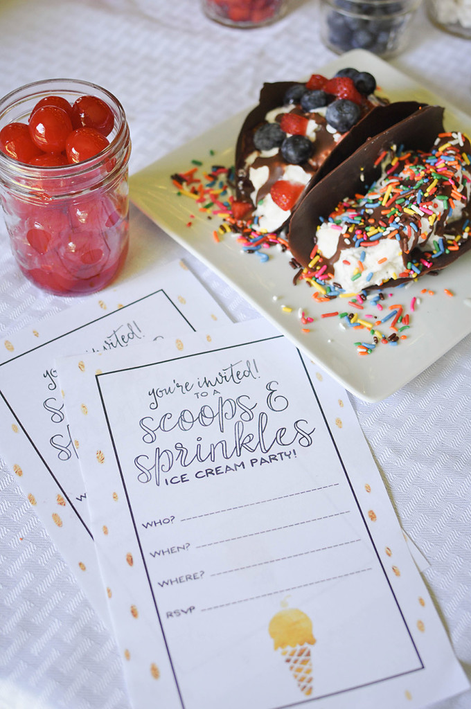 Scoops and Sprinkles Ice Cream Taco Bar Party - Wit & Wander