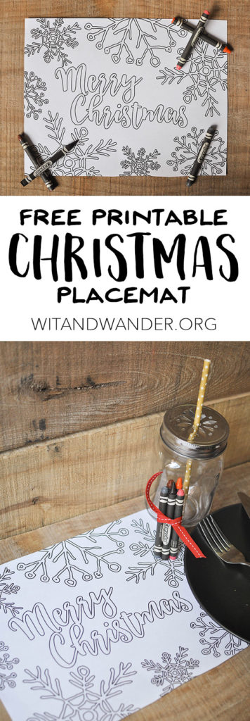 Free Printable Christmas Placemat Adult Coloring Page - Wit & Wander