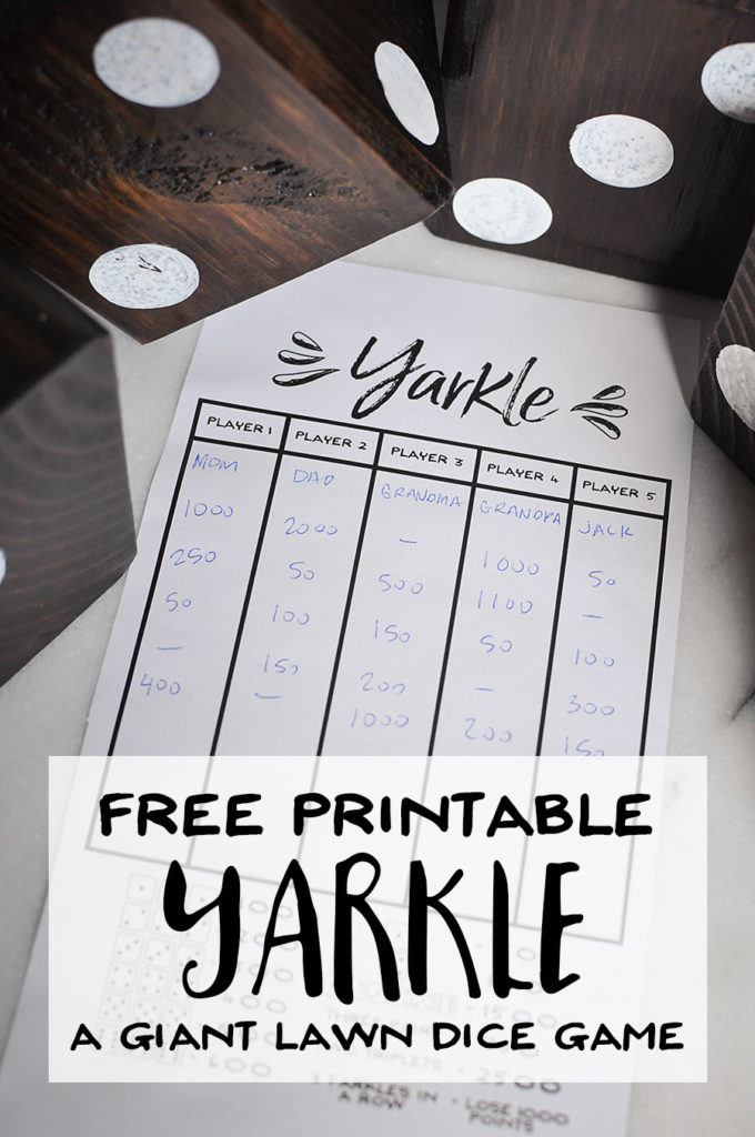 Free Printable Yarkle A Game For Giant Yard Dice Our Handcrafted Life