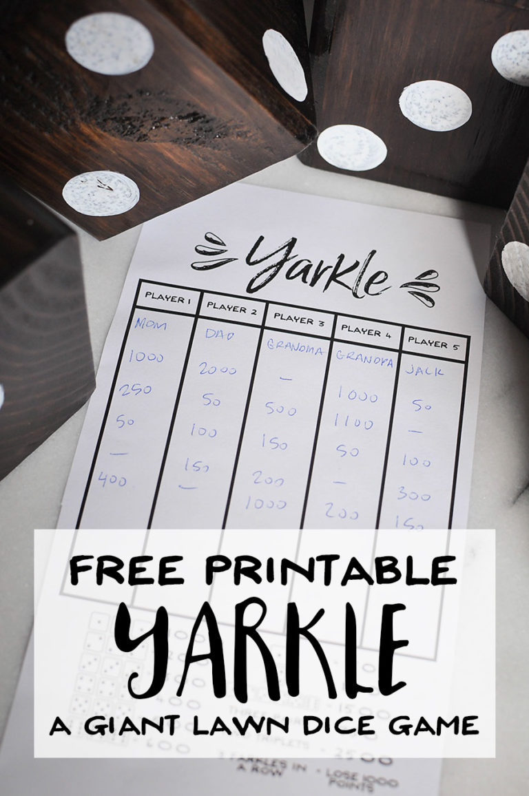 Free Printable Yarkle - A Game for Giant Yard Dice - Our Handcrafted Life