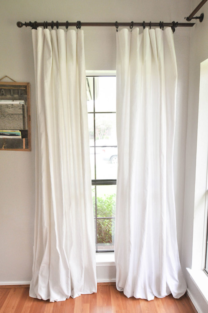 How to Make DIY No-Sew Bleached Drop Cloth Curtains - Our Handcrafted Life
