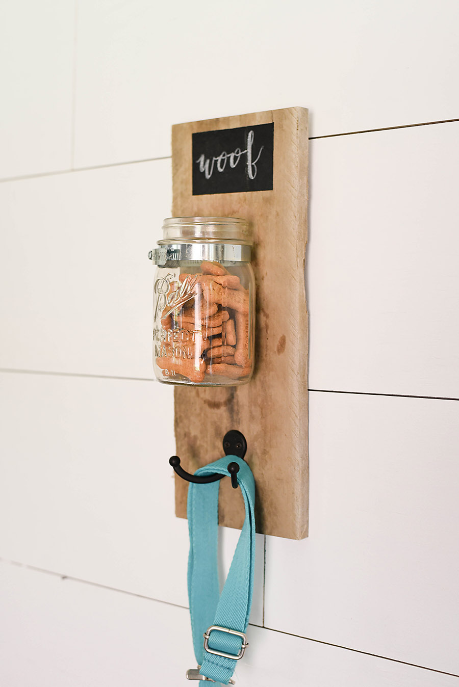 Dog Treat Holder DIY  Organize treats and leashes in an adorable way!