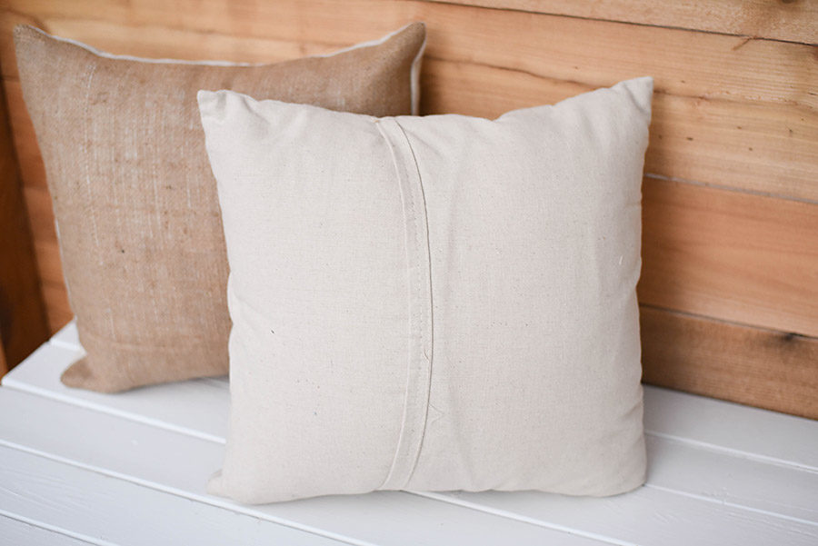 DIY Outdoor Pillow Shams with Drop Cloth and Burlap - Our Handcrafted Life