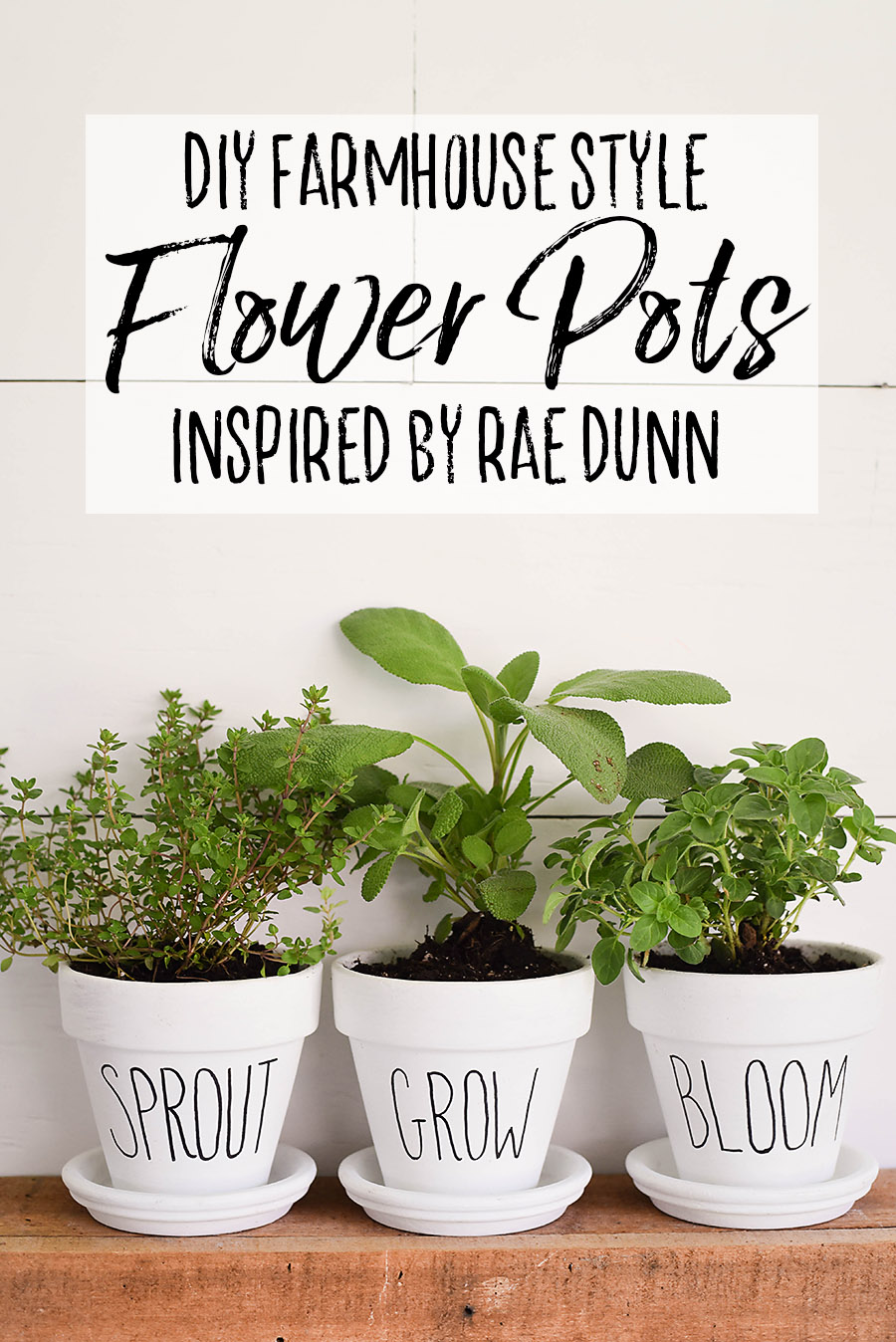 Farmhouse Style Flower Pots Inspired by Rae Dunn - Our Handcrafted Life