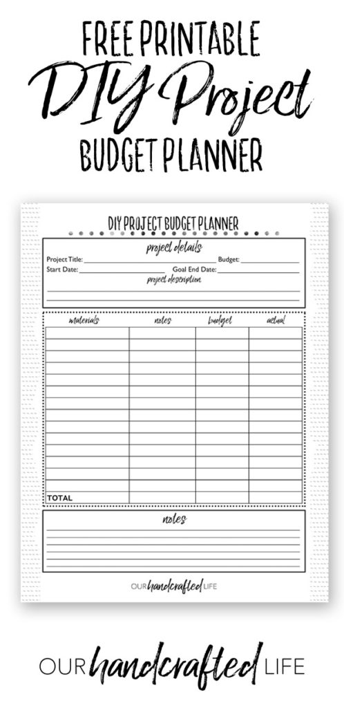 DIY Project Budget Planner - Our Handcrafted Life