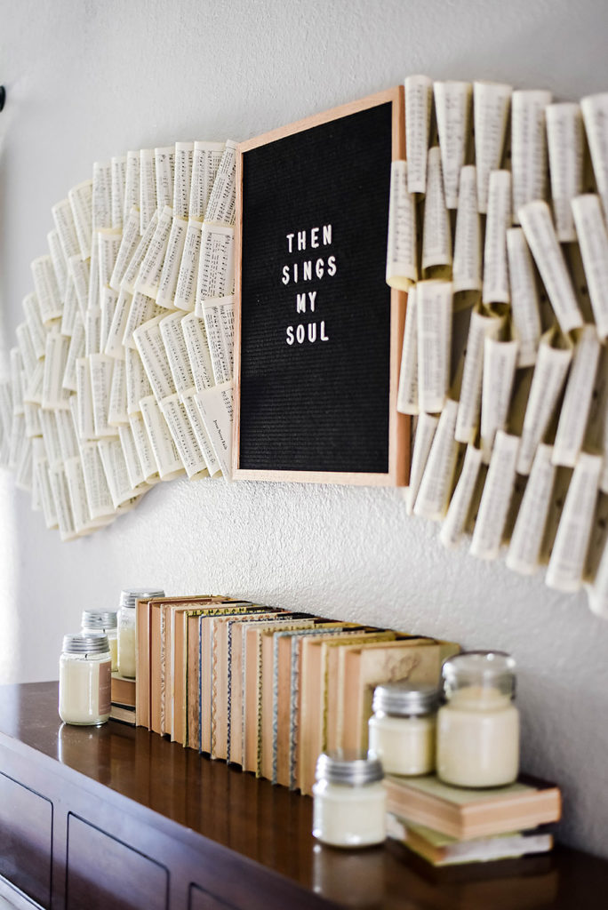 Living Room Renovation - Piano and Hymnal Wall Art Instillation - Our Handcrafted Life