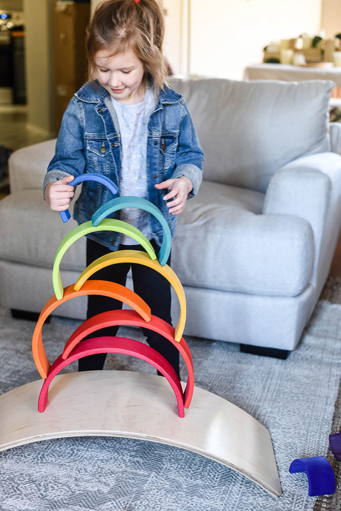 Grimm's Wooden Rainbow - Fewer Better Toys Gift Guide for Intentional and Purposeful Toys - Our Handcrafted Life