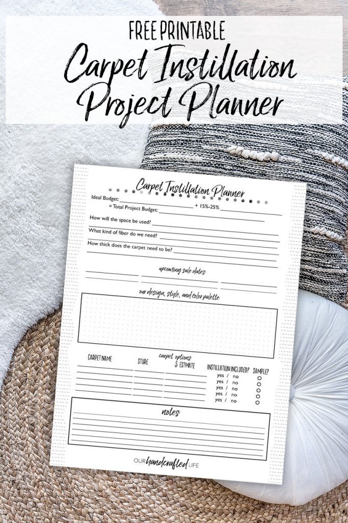 Carpet Instillation Project Planner - Our Handcrafted Life