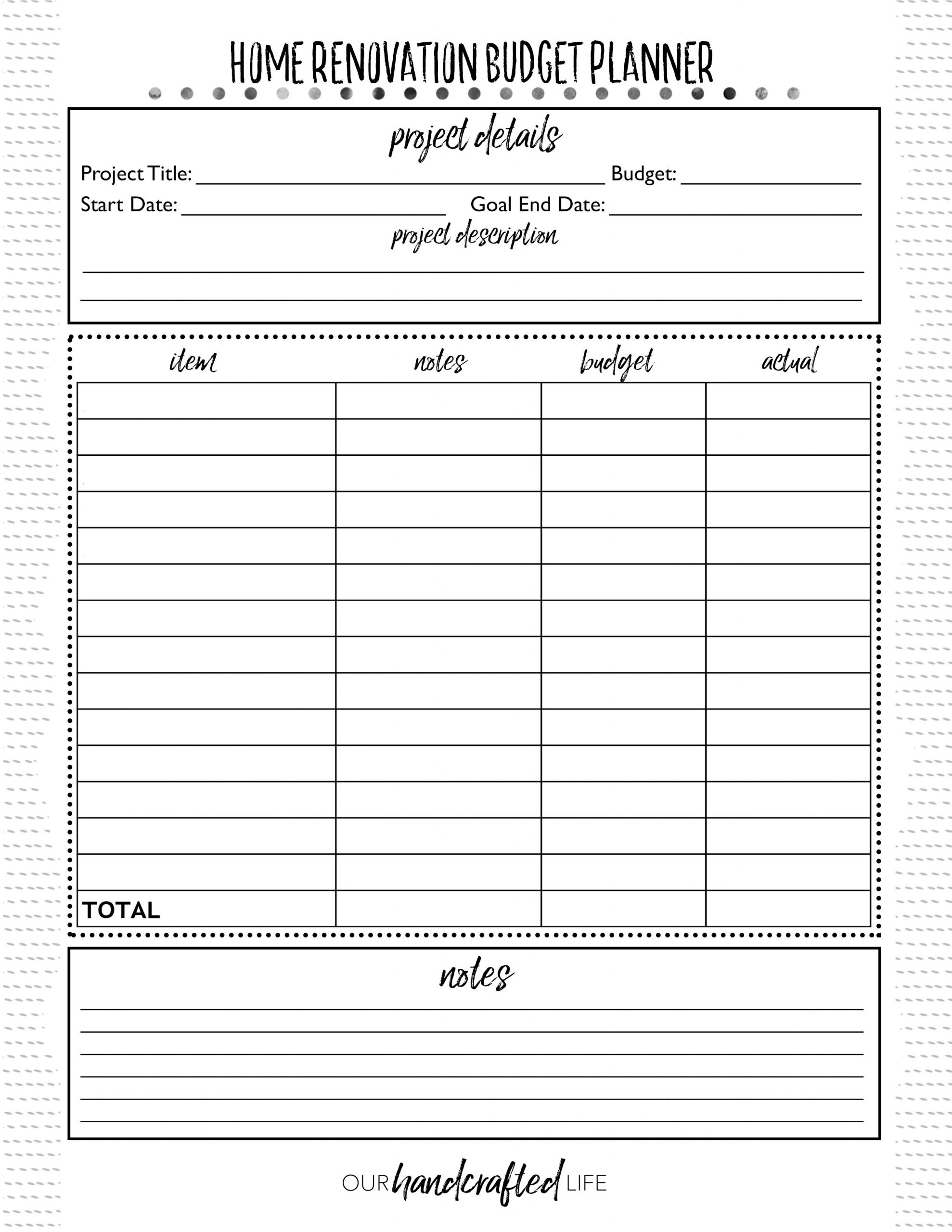 Home Renovation Planner Free Printable DIY Home Reno Project Planner
