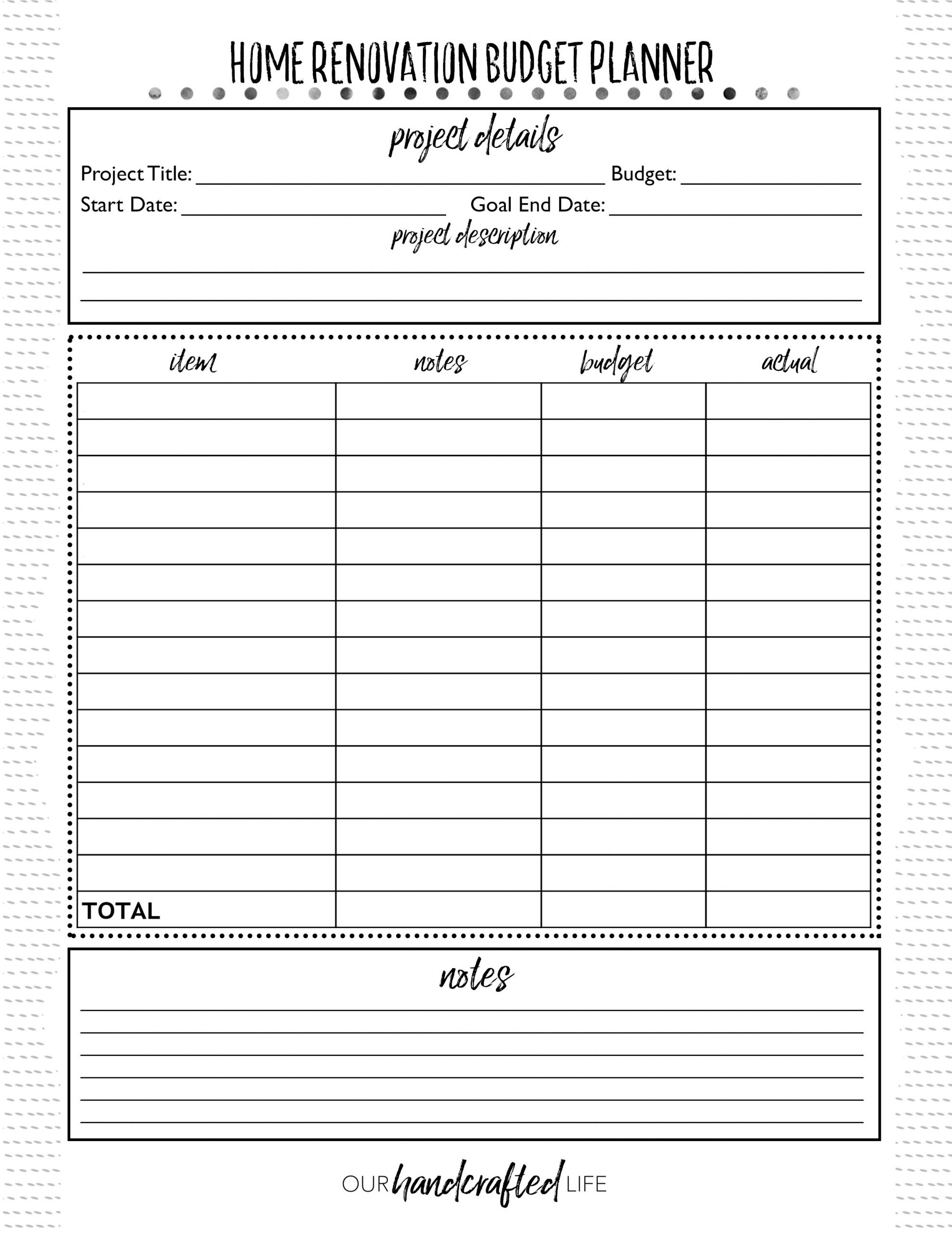 Home Renovation Planner - Free Printable DIY Home Reno Project Planner