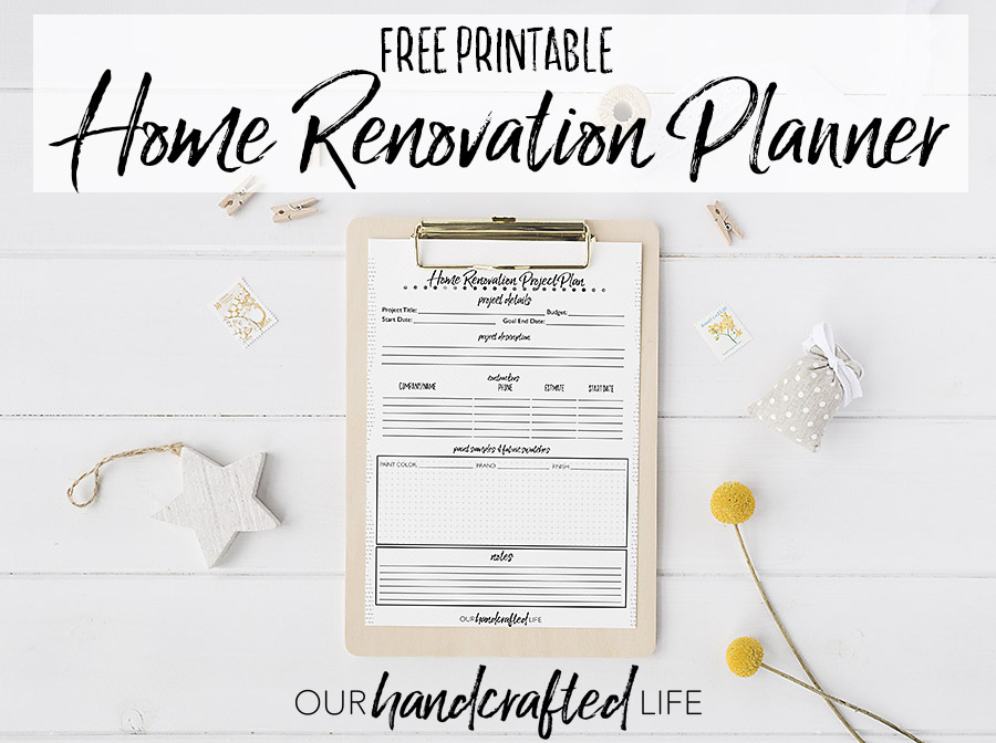 Home Renovation Planner Free Printable DIY Home Reno Project Planner