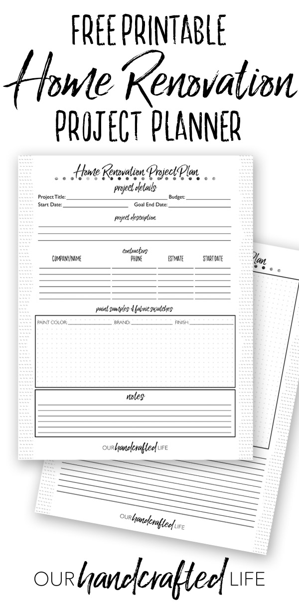Home Renovation Planner Free Printable DIY Home Reno Project Planner