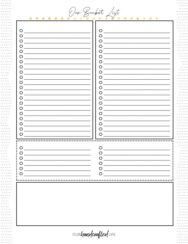 Bucket List - Blank - Easy Goal Setting Planner - Gentle January - Our Handcrafted Life